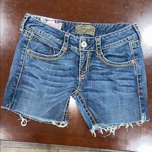 Blue Asphalt Frayed Hem Jean Shorts